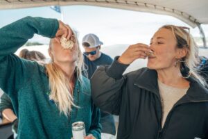 Eating Oysters on boat cruise